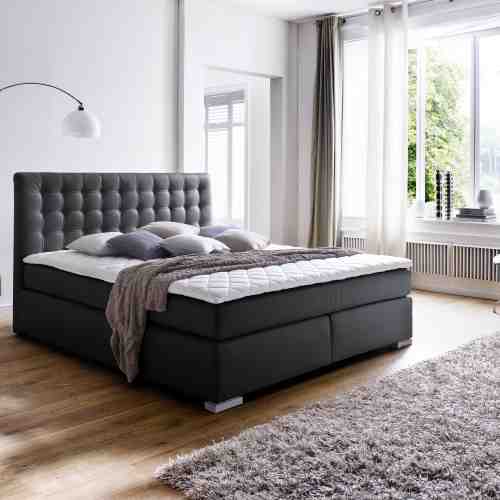Pat tapitat cu piele ecologica Isa Boxspring Negru
