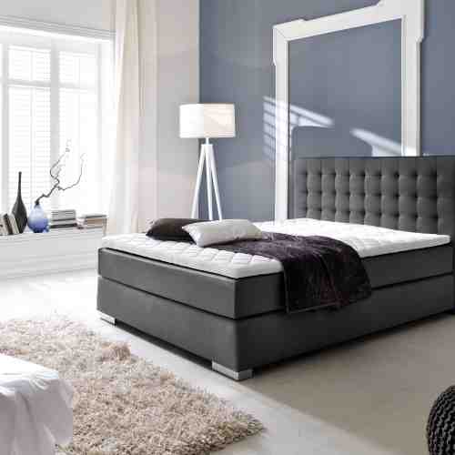 Pat tapitat cu piele ecologica Joe Boxspring Negru