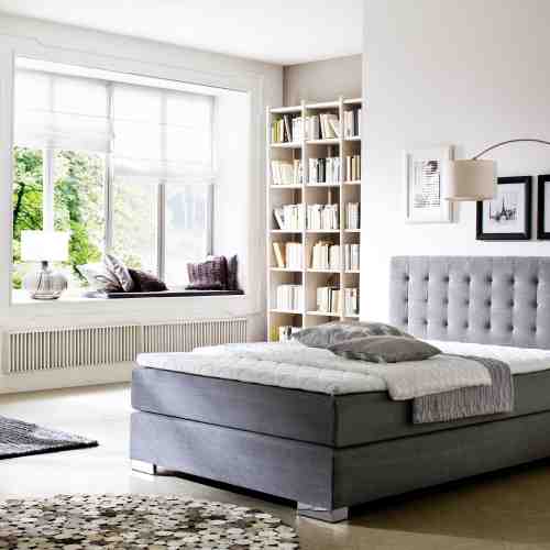 Pat tapitat cu stofa Joe Boxspring Gri