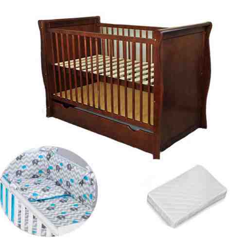 Patut multifunctional Regal Venghe + Saltea Cocos + Lenjerie 3 piese Elephant Turqoise