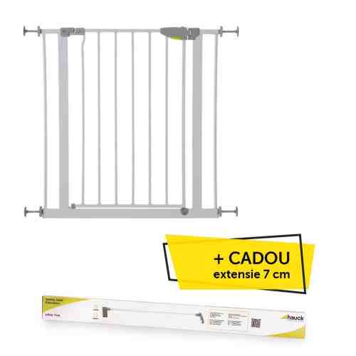 Poarta Siguranta Squeeze Handle White + Cadou Extensie 7 cm White 75 - 88 cm