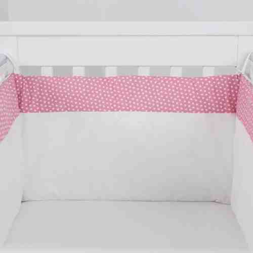 Protectie jumatate patut bebe cu roz 120 x 60 cm Inimioare