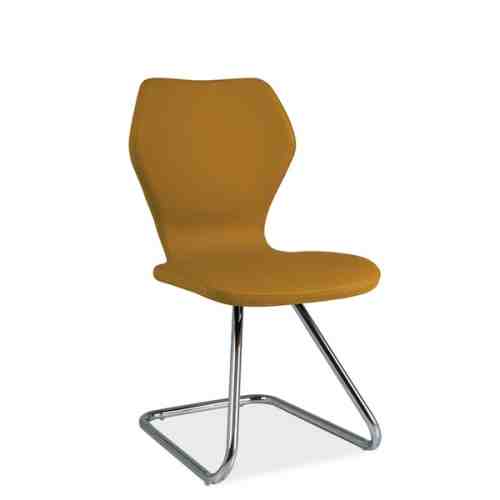 Scaun metalic tapitat cu piele ecologica H-677 Yellow