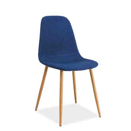 Scaun tapitat cu stofa, cu picioare metalice Fox Dark Blue / Oak, l44xA39xH86 cm