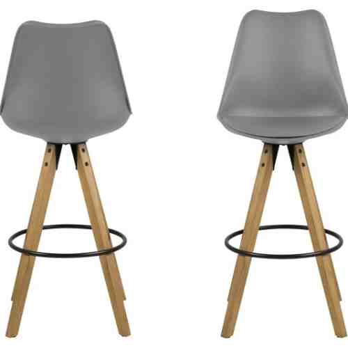 Set 2 scaune de bar din lemn tapitate Dima Grey