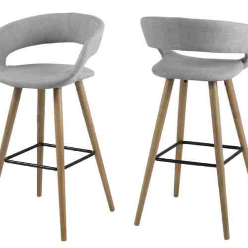 Set 2 scaune de bar tapitate Grace Light Grey
