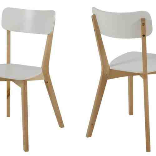 Set 2 scaune din lemn si MDF Raven White/Natural