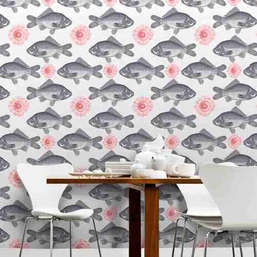 Set 3 role Tapet Imprimat Digital Fish Neutral