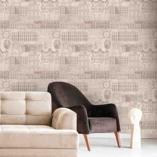 Set 3 role Tapet Imprimat Digital Vitruvius Taupe