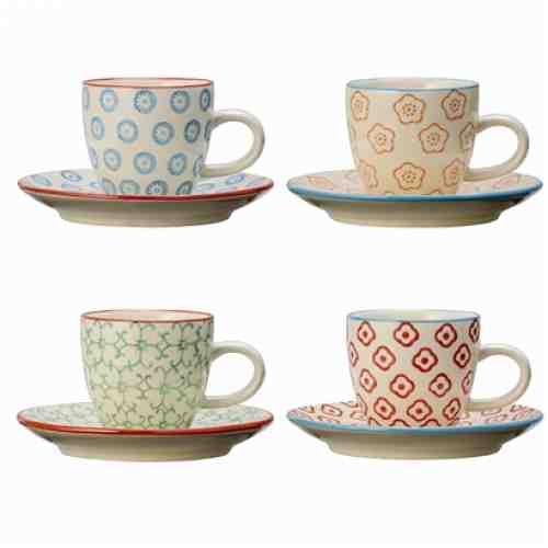 Set 4 cesti cu farfurioara Emma Espresso