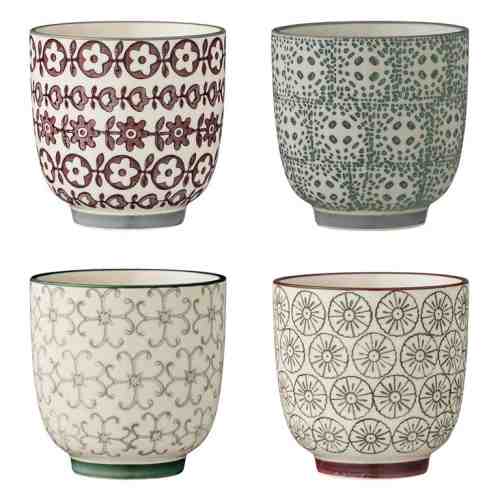 Set 4 Cesti " Karine ", Gri/Verde/Violet, Ø7xH7 cm
