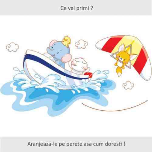 Sticker perete copii Aventura pe Apa 120 X 64 cm