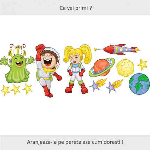 Sticker perete copii Explorand Spatiul Cosmic 120 x 71 cm