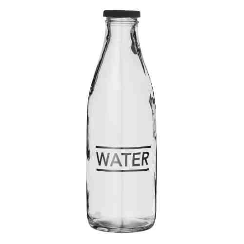 Sticla " Water " Transparent/Negru, Sticla, Ø8,5xH26,5 cm