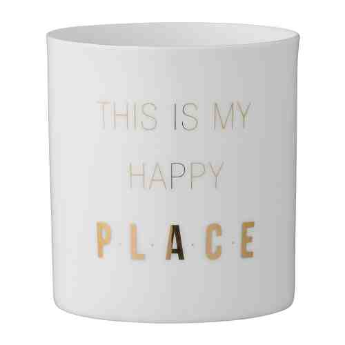 Suport lumanare " This is... " Alb/Auriu, Ø6xH7,8 cm