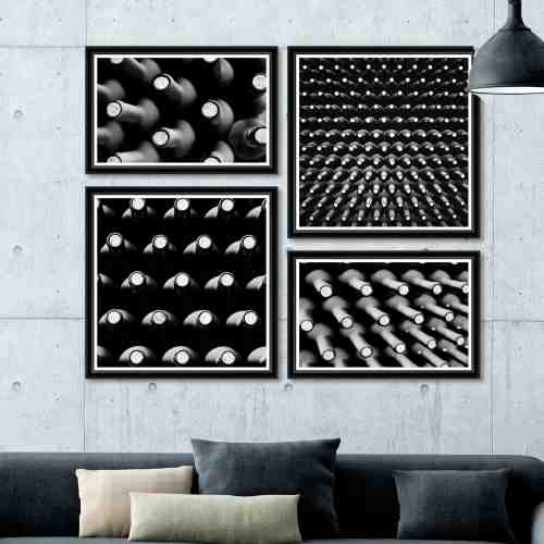 Tablou 4 piese Framed Art Wine Bottles