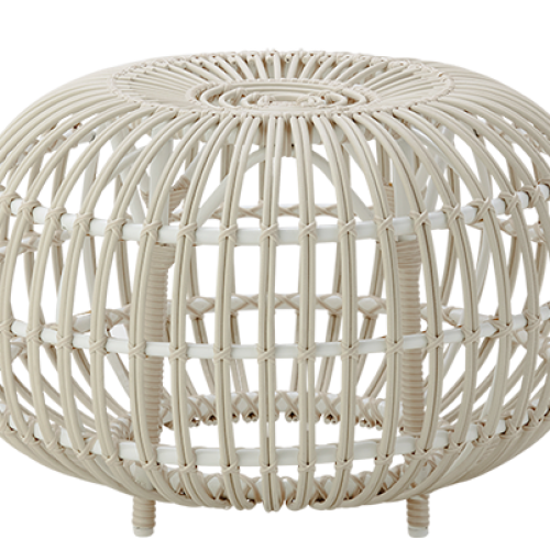 Taburet din rattan Ottoman Large White