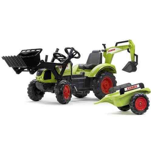Tractor cu pedale Claas Arion 430 cu cupa, excavator si remorca