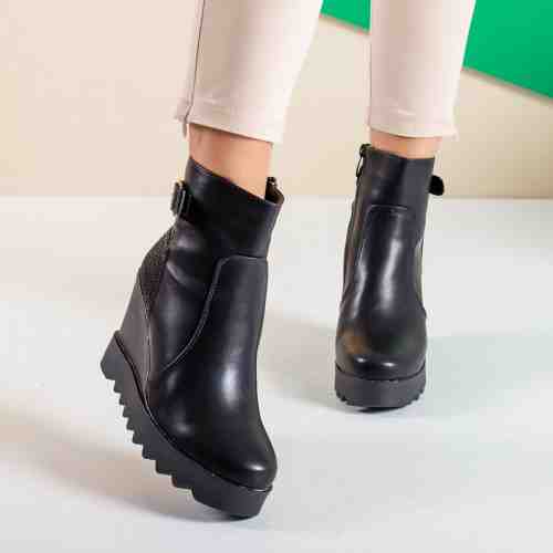 Botine Vezan negre cu platforma