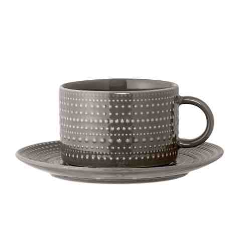 Ceasca cu farfurioara Anna Cup Brown, Portelan