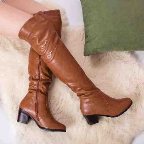 Cizme Jade camel inalte