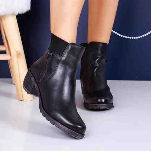 Cizme Piele Jordin negre scurte