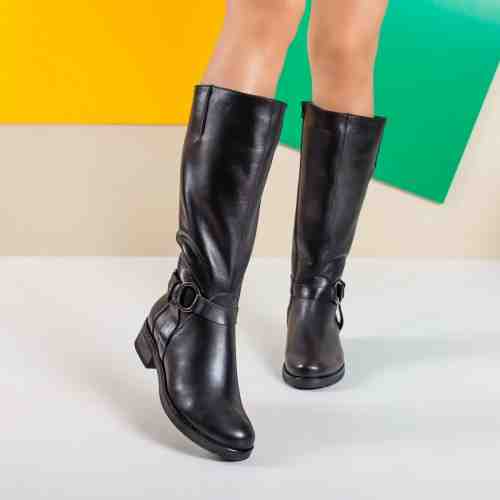 Cizme Piele Merina negre inalte