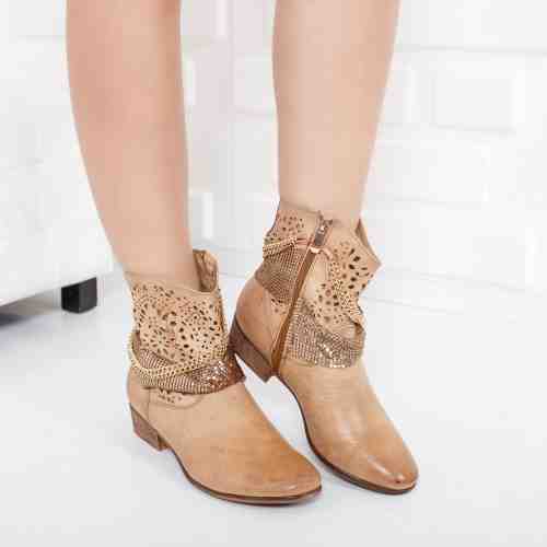 Cizme Zinnia camel perforate