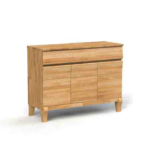 Comoda cu 3 usi din lemn masiv de stejar natural Bona, L120xl46h92 cm