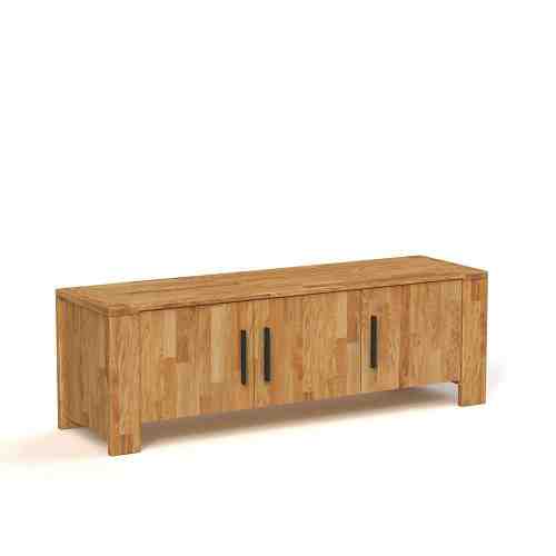Comoda cu 3 usi din lemn masiv de stejar natural Cubic, L155xl45h51 cm