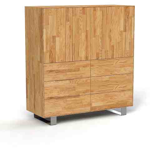 Comoda din lemn masiv de stejar natural Steel, L132xl50xh143 cm
