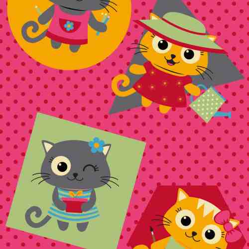Covor Piccola Kids Pic-014 Cats, Tesut mecanic
