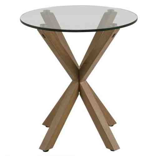 Masa de cafea din sticla Heaven Oak, Ø50xh55 cm