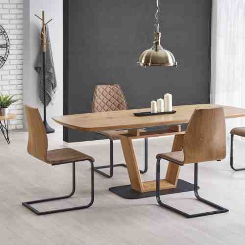Masa din MDF si metal Blacky, L160-220xl90xh76 cm