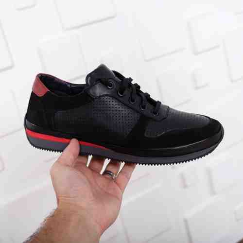 Pantofi barbati Piele Kaheli negri cu rosu