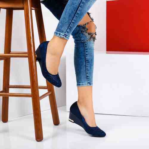 Pantofi Corona albastri cu platforma ortopedica