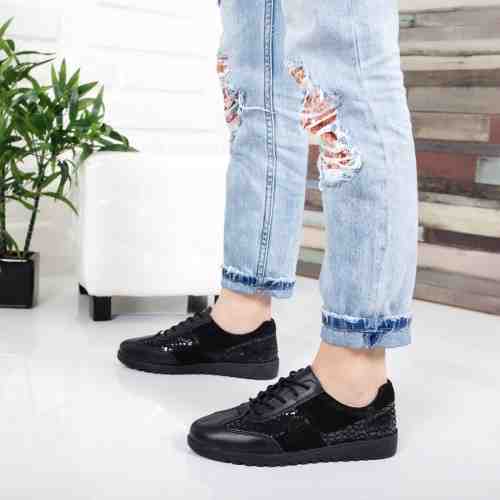 Pantofi dama Piele Raback negri casual