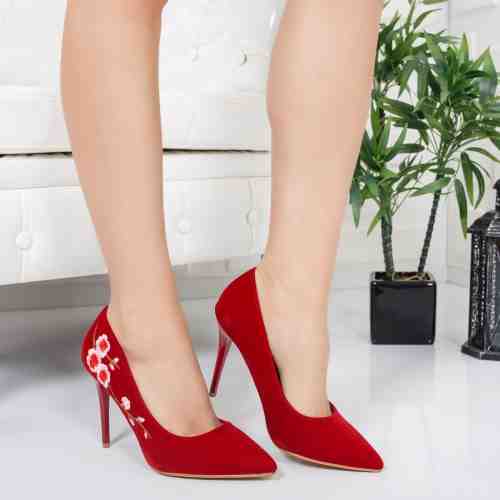 Pantofi Hojol rosii cu toc subtire