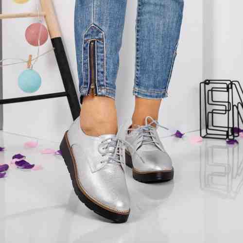 Pantofi Miki argintii casual