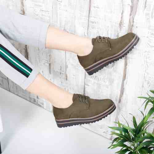 Pantofi Parvien khaki tip Oxford