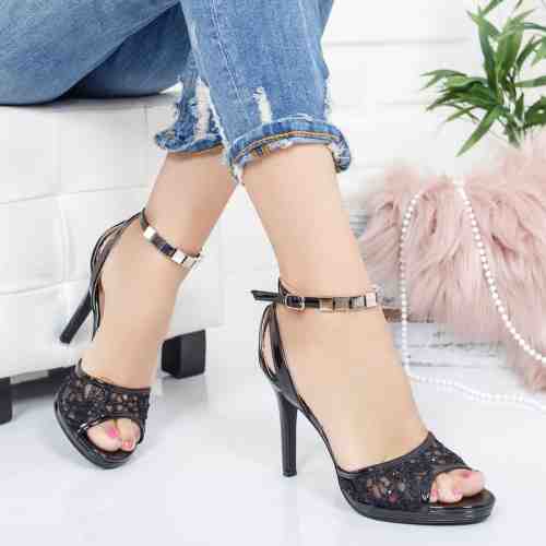 Sandale Aholi negre cu toc elegante