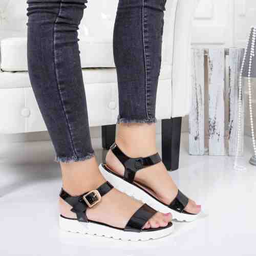 Sandale Instila negre cu talpa joasa