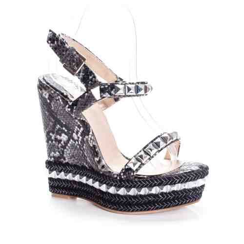 Sandale Relas negre snake cu platforma