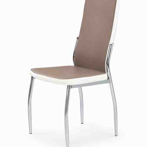 Scaun metalic tapitat cu piele ecologica K210 Cappuccino/White