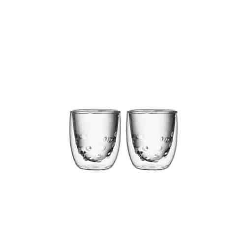 Set 2 pahare cu pereti dubli Elements, Water, QDO, 75 ml