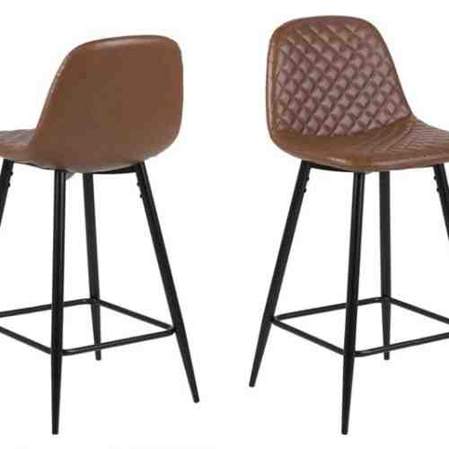 Set 2 Scaune de bar din metal tapitate Wilma Brown/Black II