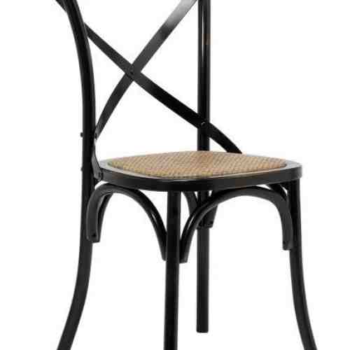 Set 2 Scaune din lemn de mesteacan si rattan Vintage Black