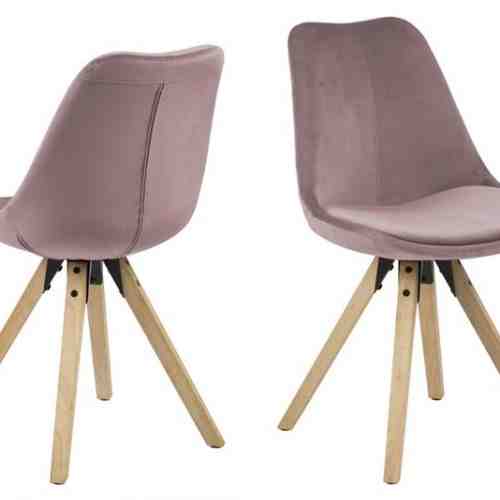 Set 2 Scaune tapitate cu stofa Dima Dusty Rose/Oak