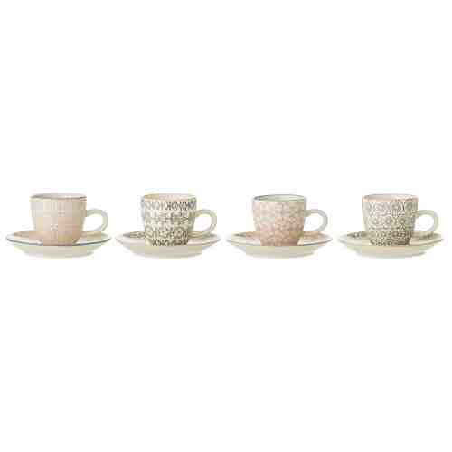 Set 4 Cesti + farfurii " Cecile Espresso ", Ø6xH5,5 cm