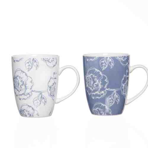 Set cani Blue Flower, 350 ml, 2 piese
